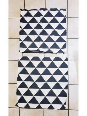 Ikea "Johanne" Black Triangle Ramie Pillow Cover Set Zippered 26" x26"